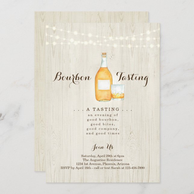 Invitation à une soirée de dégustation de bourbon (Devant / Derrière)