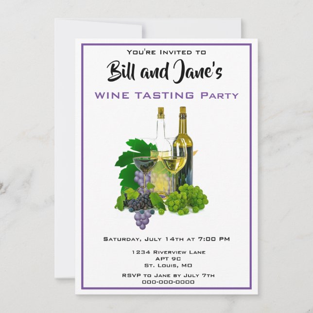 Invitation à une soirée de dégustation de vins (Devant)