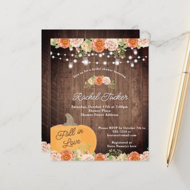 Invitation à une soirée de douche de mariée automn (Devant/Arrière en situation)