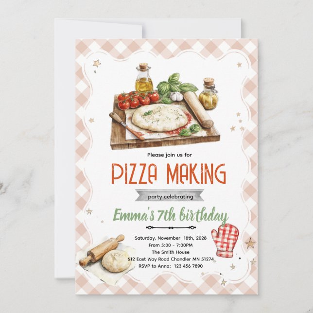 Invitation à une soirée de fabrication de pizzas (Devant)