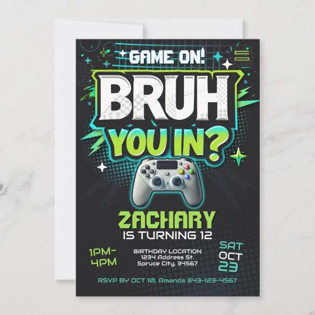 Invitation à une Soirée de Jeu Vidéo Mec (Devant)