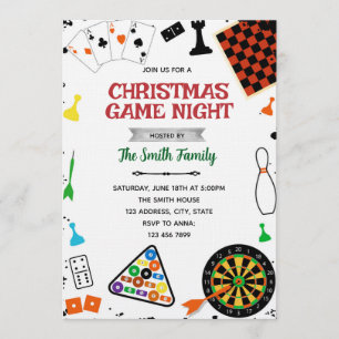 Invitation à une soirée de jeux de Noël