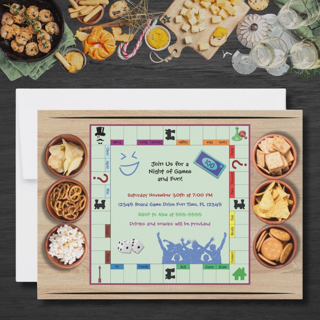 Invitation à une soirée de jeux de société décontr (Casual and Fun Board Game Night Party Invitation)
