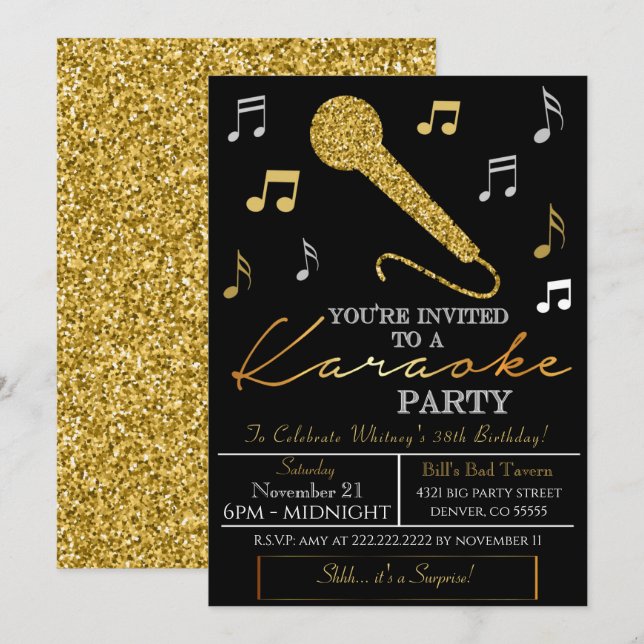 Invitation à une soirée de karaoke pour adultes (Devant / Derrière)