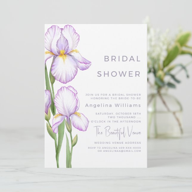 Invitation à une soirée de mariage "Iris délicats" (Debout devant)