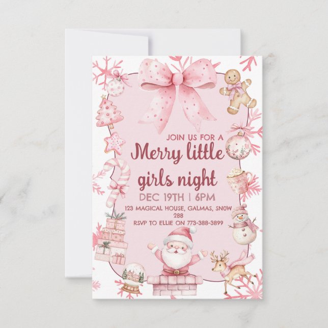 Invitation à une soirée de Noël entre filles (Devant)