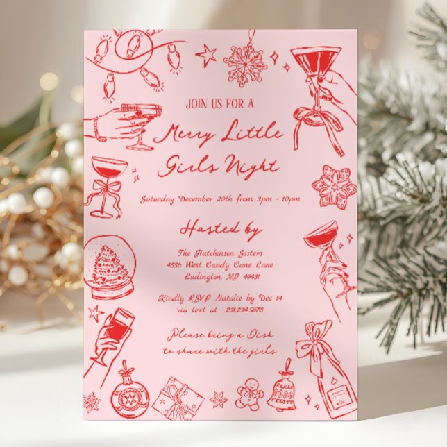 Invitation à une soirée de Noël entre filles (Christmas Girls Night Invitation)