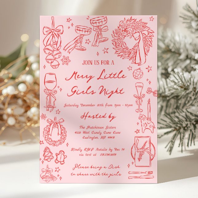 Invitation à une soirée de Noël entre filles (Christmas Girls Night Invitation)