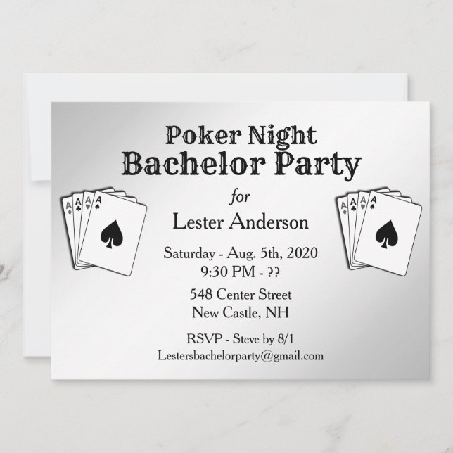 Invitation à une soirée de poker pour enterrement  (Devant)