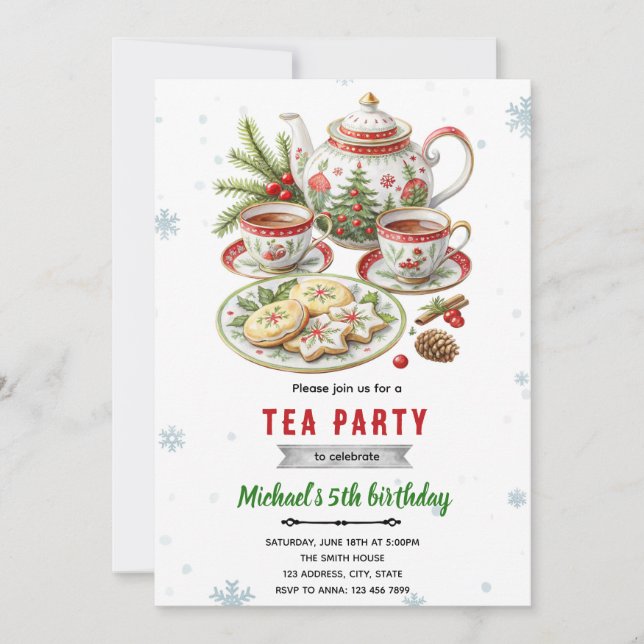 Invitation à une soirée de thé de Noël (Devant)