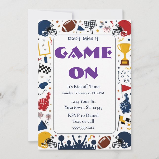 Invitation à une soirée de visionnage de football  (Devant)