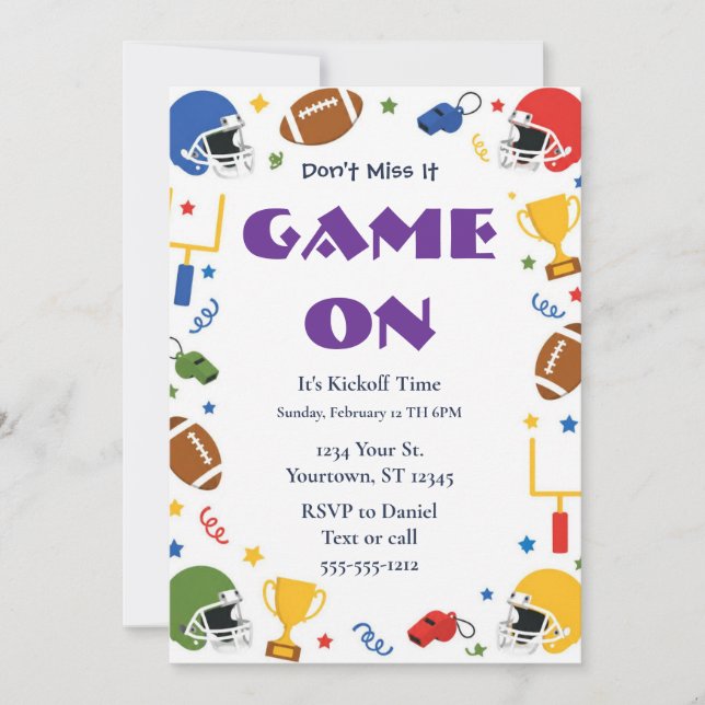 Invitation à une soirée de visionnage de football  (Devant)