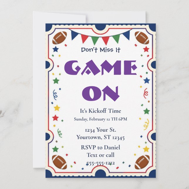Invitation à une soirée de visionnage de football  (Devant)