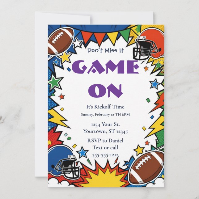 Invitation à une soirée de visionnage de football  (Devant)