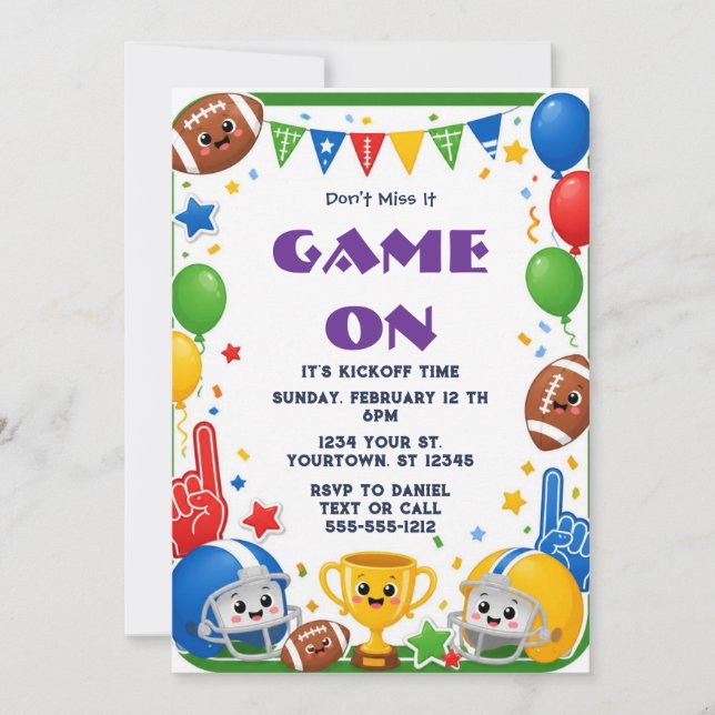 Invitation à une soirée de visionnage de football  (Devant)