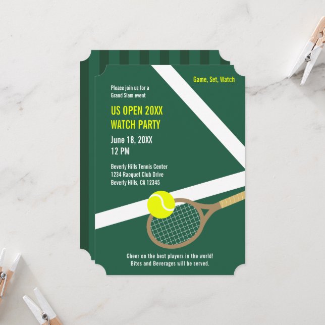 Invitation à une soirée de visionnage de l'US Open (Devant/Arrière en situation)