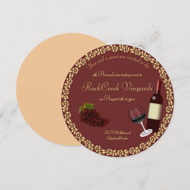 Invitation à une soirée dégustation de vin (Devant / Derrière)