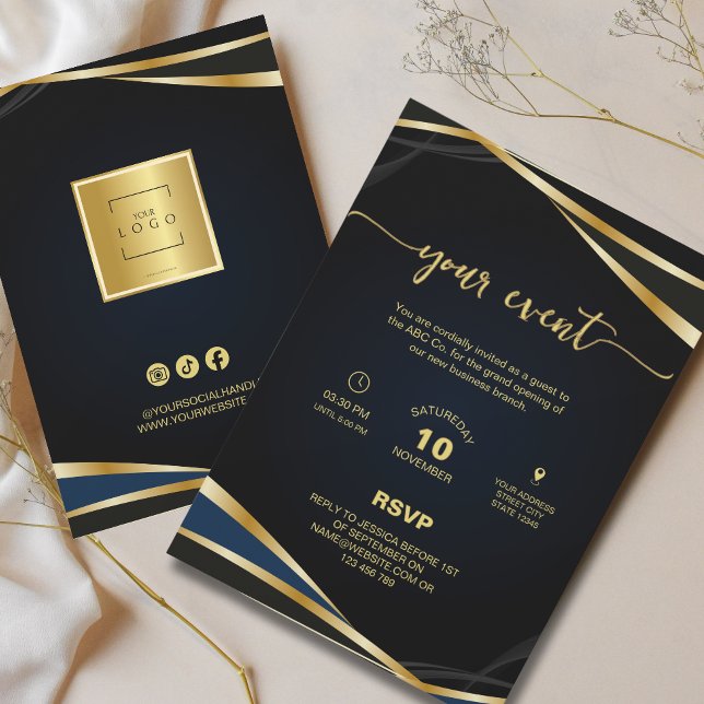 Invitation à une soirée d'entreprise élégante Or e (Créateur téléchargé)