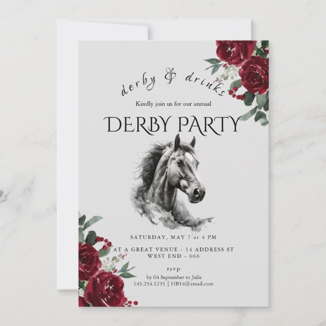 Invitation à une soirée Derby et Boissons Vintage  (Devant)