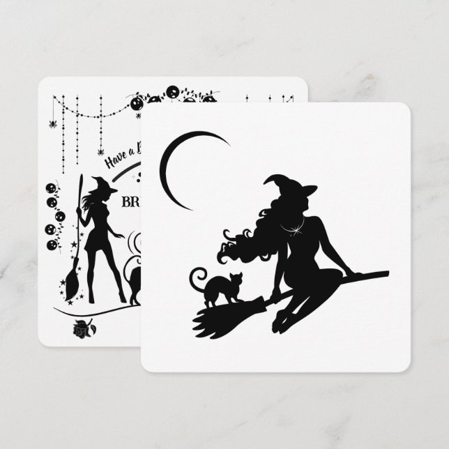 Invitation à une soirée d'Halloween de sorcière ch (Devant / Derrière)