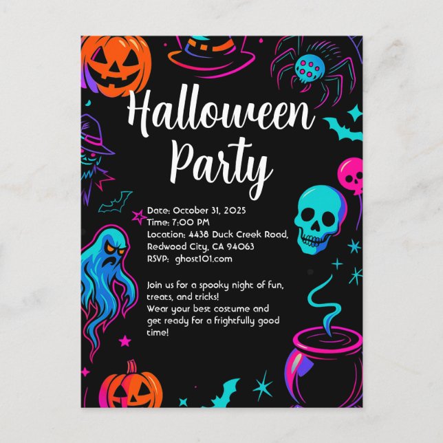 Invitation à une soirée d'Halloween effrayante (Devant)