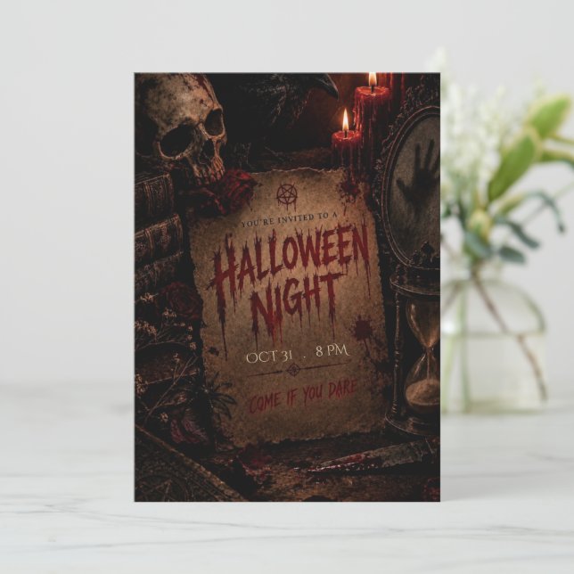 Invitation à une soirée d'Halloween effrayante (Debout devant)