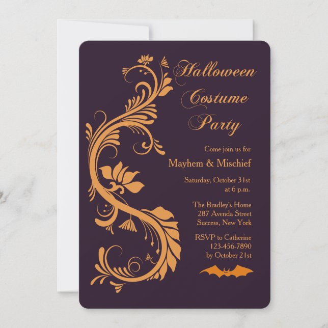 Invitation à une soirée d'Halloween élégante (Devant)