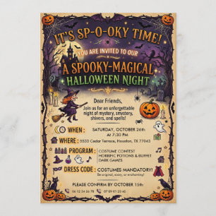 Invitation à une soirée d'Halloween magique et eff