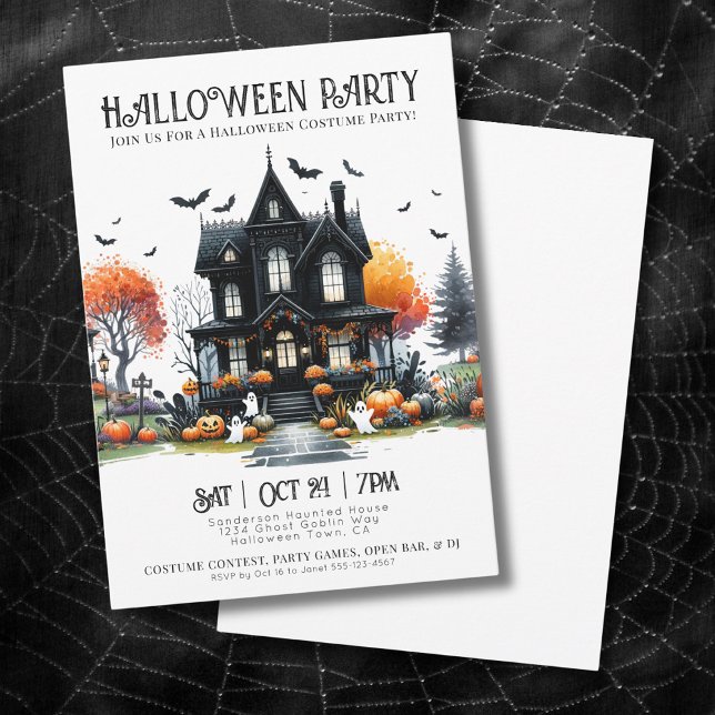 Invitation à une soirée d'Halloween tenue en costu (Spooky Costume Halloween Party Invitation)