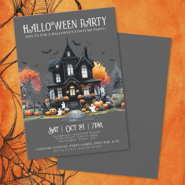 Invitation à une soirée d'Halloween tenue en costu (Spooky Costume Halloween Party Invitation)