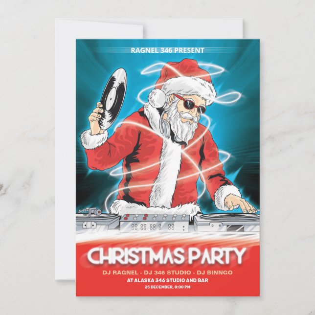 Invitation à une soirée DJ de Noël (Devant)