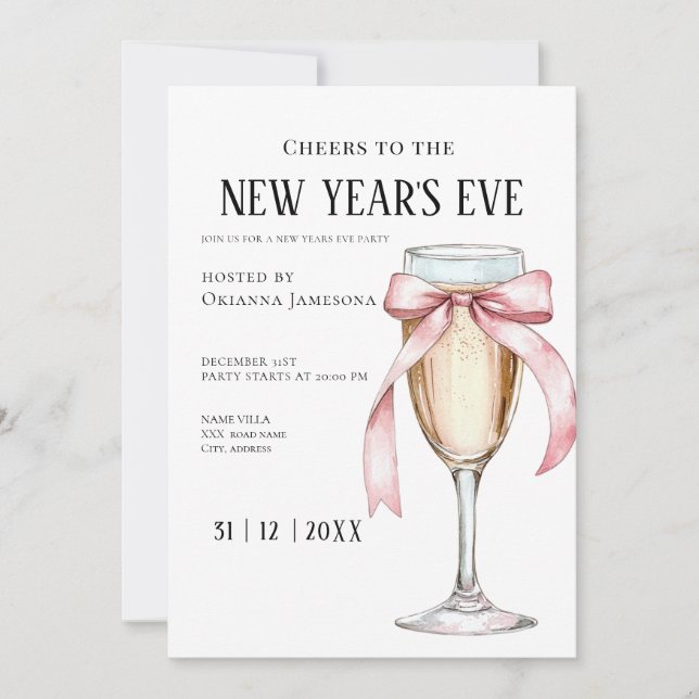 Invitation à une soirée du Nouvel An Champagne fan (Devant)