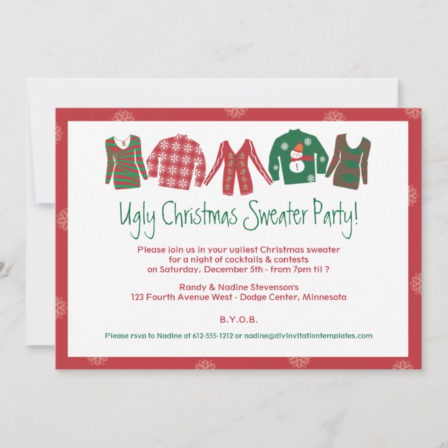 Invitation à une soirée du pull de Noël laid (Devant)