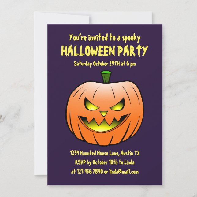 Invitation à une soirée effrayante d'Halloween (Devant)