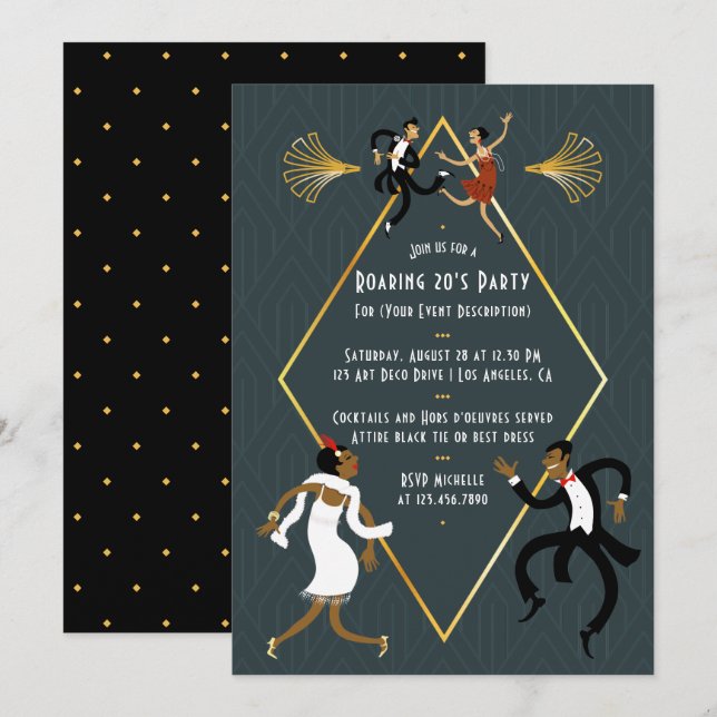 Invitation à une soirée endiablée des années 20 (Devant / Derrière)