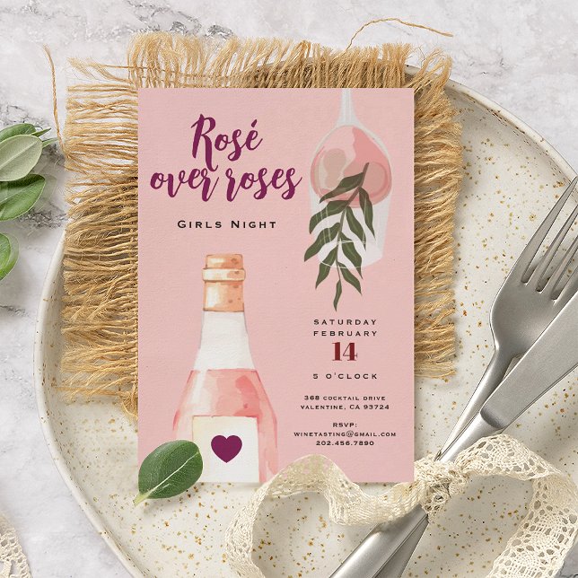 Invitation à une soirée entre filles Rosé over Ros (Créateur téléchargé)