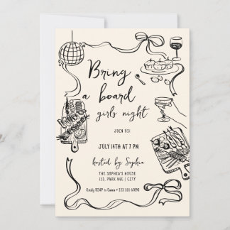 Invitation à une soirée filles Bring a Board
