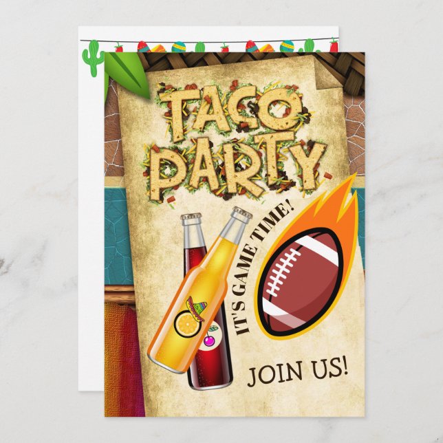 Invitation à une Soirée Football Tacos sans Alcool (Devant / Derrière)