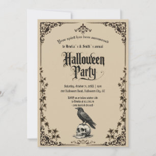 Invitation à une soirée Halloween Corbeau gothiq