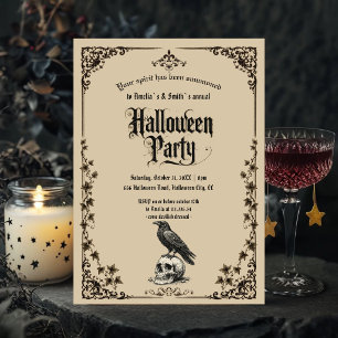 Invitation à une soirée Halloween Corbeau gothiq