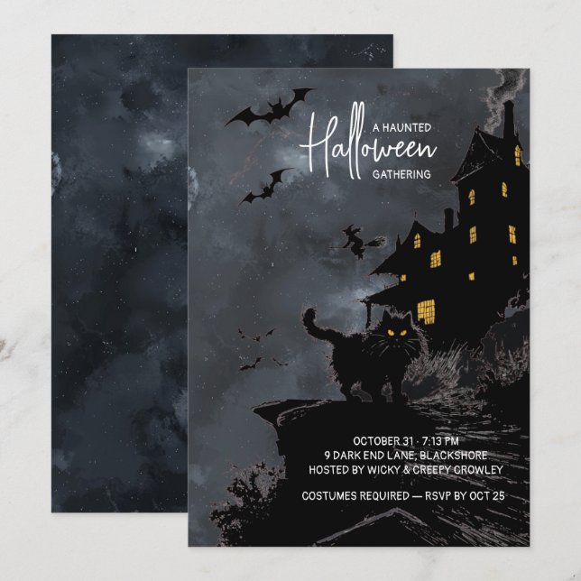 Invitation à une soirée Halloween dans une maison  (Devant / Derrière)
