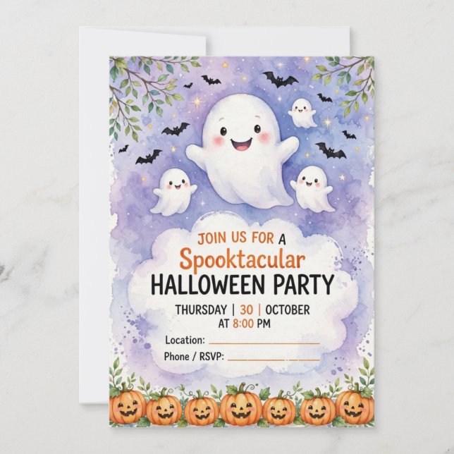 Invitation à une soirée Halloween effrayante (Devant)