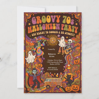Invitation à une soirée Halloween Groovy 70s