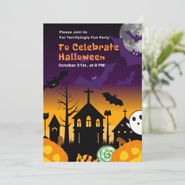 Invitation à une soirée Halloween ou Hal terrifiqu (Debout devant)