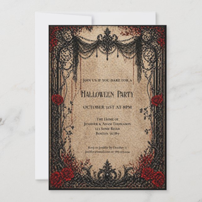 Invitation à une soirée Halloween Vampire Vintage (Devant)