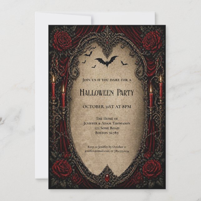 Invitation à une soirée Halloween Vampire Vintage (Devant)