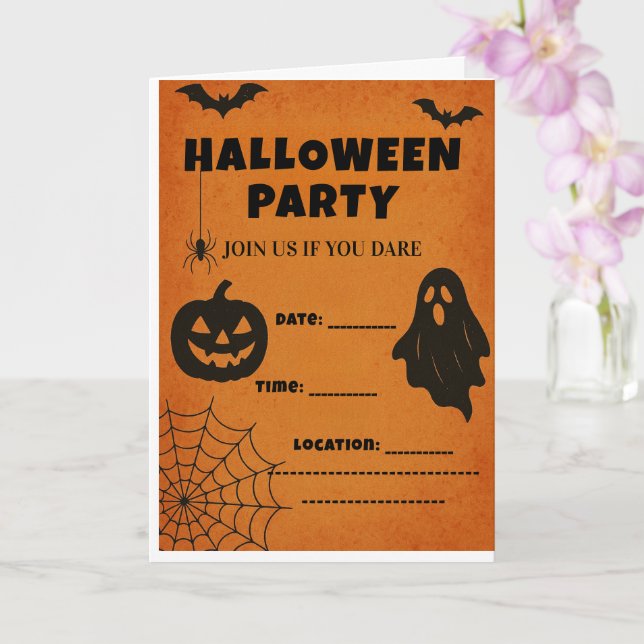 Invitation à une soirée Halloween vintage | Icônes (Orchidée)