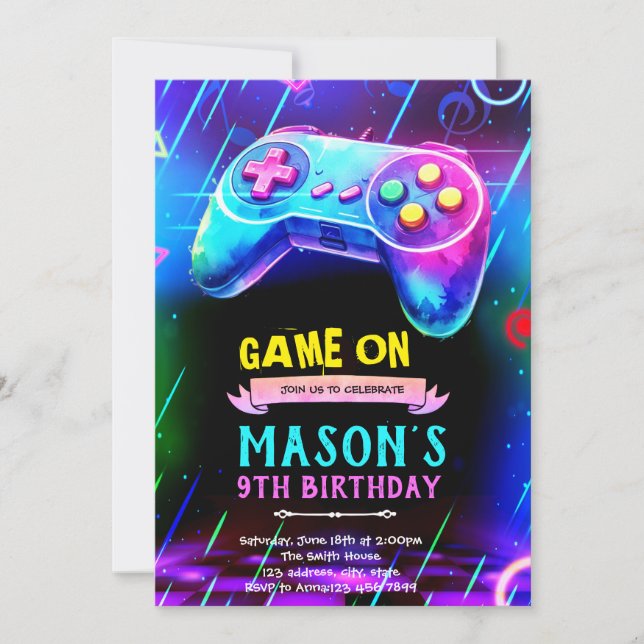 Invitation à une soirée jeux en lumières (Devant)