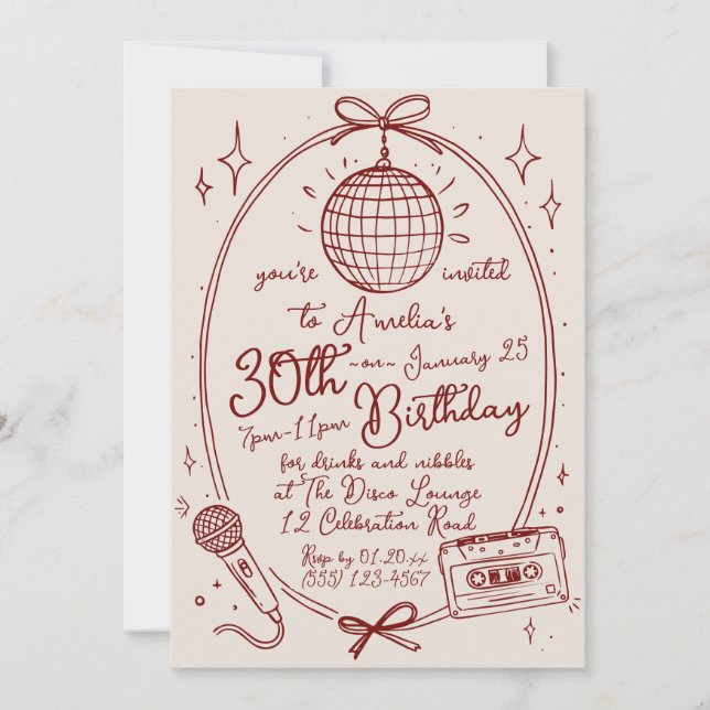 Invitation à une soirée karaoke pour un anniversai (Devant)