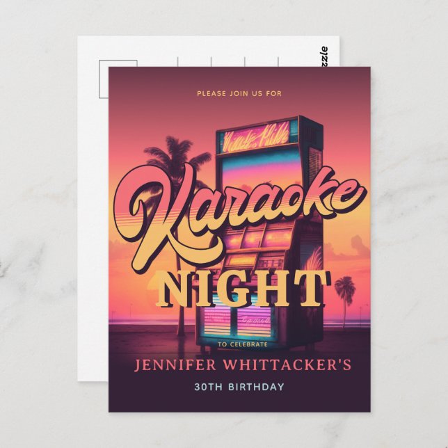 Invitation à une soirée karaoke pour un anniversai (Devant / Derrière)